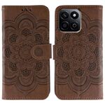Custodia in pelle con motivo in rilievo Mandala solare per Honor Play 60 Plus / 200 Smart / X7C (marrone)