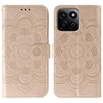 Custodia in pelle con motivo in rilievo Mandala solare per Honor Play 60 Plus / 200 Smart / X7C (oro rosa)