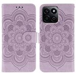 Custodia in pelle con motivo in rilievo Mandala solare per Honor Play 60 Plus / 200 Smart / X7C (viola)