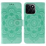 Custodia in pelle con motivo in rilievo Mandala solare per Honor Play 60 Plus / 200 Smart / X7C (verde)