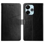 Custodia a libro in pelle con motivo a Y per Redmi 13x (nera)