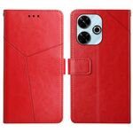Custodia a libro in pelle con motivo a Y per Redmi 13x (rossa)
