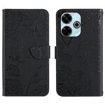 Custodia in pelle flip con motivo a farfalla per Redmi 13x (nera)