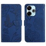 Custodia in pelle flip con motivo a farfalla per Redmi 13x (blu)