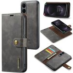 Custodia in pelle magnetica staccabile con texture Crazy Horse DG.MING per Samsung Galaxy S25 Edge 5G (grigio)