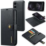 Custodia in pelle magnetica staccabile con texture Crazy Horse DG.MING per Samsung Galaxy S25 Edge 5G (nera)