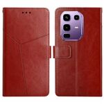 Custodia a libro in pelle con motivo a Y per Infinix Note 50x 5G (marrone)