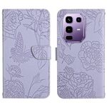 Custodia in pelle flip con motivo a farfalla in rilievo per Infinix Note 50x 5G (viola)