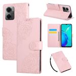 Custodia in pelle con 3 slot per carte di credito e motivo a fiori di rosa per Redmi 10 5G (rosa)