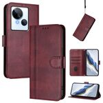 Custodia in pelle retrò con fibbia a giunzione per Tecno Spark 10 5G (rosso vino)