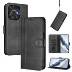 Custodia in pelle retrò con fibbia a giunzione per Tecno Spark 10C / 10 4G (nera)