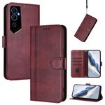 Custodia in pelle retrò con fibbia a 2 linee per Tecno Pova Neo (rosso vino)