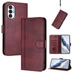Custodia in pelle retrò con fibbia a 3 linee per Tecno Pova (rosso vino)