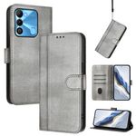 Custodia per telefono in pelle retrò con fibbia a 9 linee per Tecno Spark Go 2022 / 8C / 9 (grigio)
