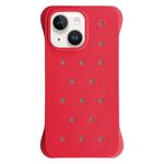 Custodia antiurto per iPhone 14 Plus in PC con fori di dissipazione del calore, tinta unita (rossa)
