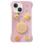Custodia antiurto per iPhone 14 Plus con fori colorati fai da te e motivo a frutta (rosa)
