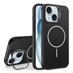 Custodia per iPhone 15 con supporto per obiettivo in silicone organico MagSafe (nero)