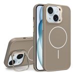 Custodia per iPhone 15 con supporto per obiettivo in silicone organico MagSafe (oro deserto)