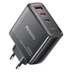 Yesido YC142 PD100W Caricabatterie rapido GaN a tre porte USB-C e USB-A, spina: spina UE (nero)