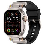 Cinturino in silicone Explorer con connettore metallico per Apple Watch 42/44/45/46/49 mm (nero titanio)