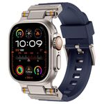 Cinturino in silicone Explorer con connettore metallico per Apple Watch 42/44/45/46/49 mm (blu titanio)