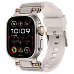 Cinturino in silicone Explorer con connettore metallico per Apple Watch 42/44/45/46/49 mm (titanio Starlight)