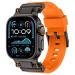 Cinturino in silicone Explorer con connettore metallico per Apple Watch 42/44/45/46/49 mm (nero/arancione)