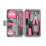 Set di attrezzi manuali per riparazioni multifunzionali, ferramenta per la casa, stile: 13 pezzi/set, modello taglierino, rosa