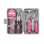 Set di attrezzi manuali per riparazioni multifunzionali, ferramenta per la casa, stile: 19 pezzi/set, rosa