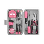 Set di attrezzi manuali per riparazioni multifunzionali, ferramenta per la casa, stile: 15 pezzi/set rosa