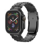 Cinturino in titanio staccabile con fibbia a forma di tartaruga a T per Apple Watch da 46 mm / 49 mm / 45 mm / 44 mm (nero)