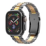 Cinturino in titanio staccabile con fibbia a forma di tartaruga a T per Apple Watch da 46 mm / 49 mm / 45 mm / 44 mm (grigio oro)