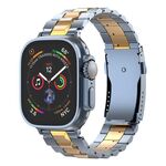 Cinturino in titanio staccabile con fibbia a forma di tartaruga a T per Apple Watch da 46 mm / 49 mm / 45 mm / 44 mm (blu/oro)