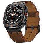 Cinturino in pelle Crazy Horse per Samsung Galaxy Watch Ultra 47mm (nero marrone + fibbia nera)
