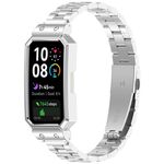 Per Huawei Band 10/10 NFC/9/9 NFC Watch Frame, cinturino in acciaio inossidabile con tre perle integrate (argento)