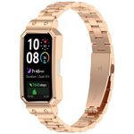 Per Huawei Band 10/10 NFC/9/9 NFC Watch Frame, cinturino in acciaio inossidabile con tre perle integrate (oro rosa)