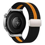 Cinturino per orologio in nylon con fibbia magnetica a righe da 22 mm (nero e arancione)