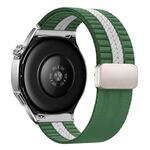 Cinturino per orologio in nylon con fibbia magnetica a righe da 22 mm (verde e bianco)