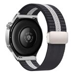 Cinturino per orologio in nylon con fibbia magnetica a righe da 22 mm (grigio bianco)
