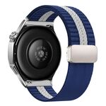 Cinturino per orologio in nylon con fibbia magnetica a righe da 22 mm (blu e bianco)