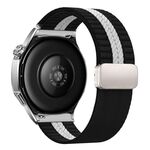 Cinturino per orologio in nylon con fibbia magnetica a righe da 22 mm (nero e bianco)
