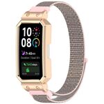 Cinturino in nylon integrato per Huawei Band 10/10 NFC/9/9 NFC Watch Frame (rosa sabbia + oro rosa)