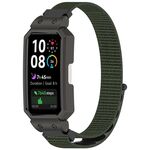Cinturino in nylon integrato per Huawei Band 10/10 NFC/9/9 NFC Watch Frame (verde militare + nero)