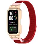 Cinturino in nylon integrato per Huawei Band 10/10 NFC/9/9 NFC Watch Frame (rosso + oro rosa)