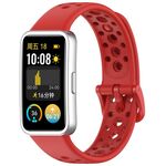 Cinturino in silicone per Huawei Band 10/9/8 con testa in metallo e foro rotondo (rosso)