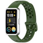 Cinturino in silicone con foro rotondo e testa in metallo per Huawei Band 10/9/8 (verde campo)