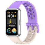 Cinturino in silicone con foro rotondo e testa in metallo per Huawei Band 10/9/8 (Starlight + Viola)