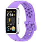 Cinturino in silicone con foro rotondo e testa in metallo per Huawei Band 10/9/8 (lilla)