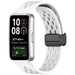 Cinturino in silicone con fibbia magnetica pieghevole per Huawei Band 10/9/8 (bianco)