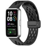 Cinturino in silicone con fibbia magnetica pieghevole per Huawei Band 10/9/8 (nero)